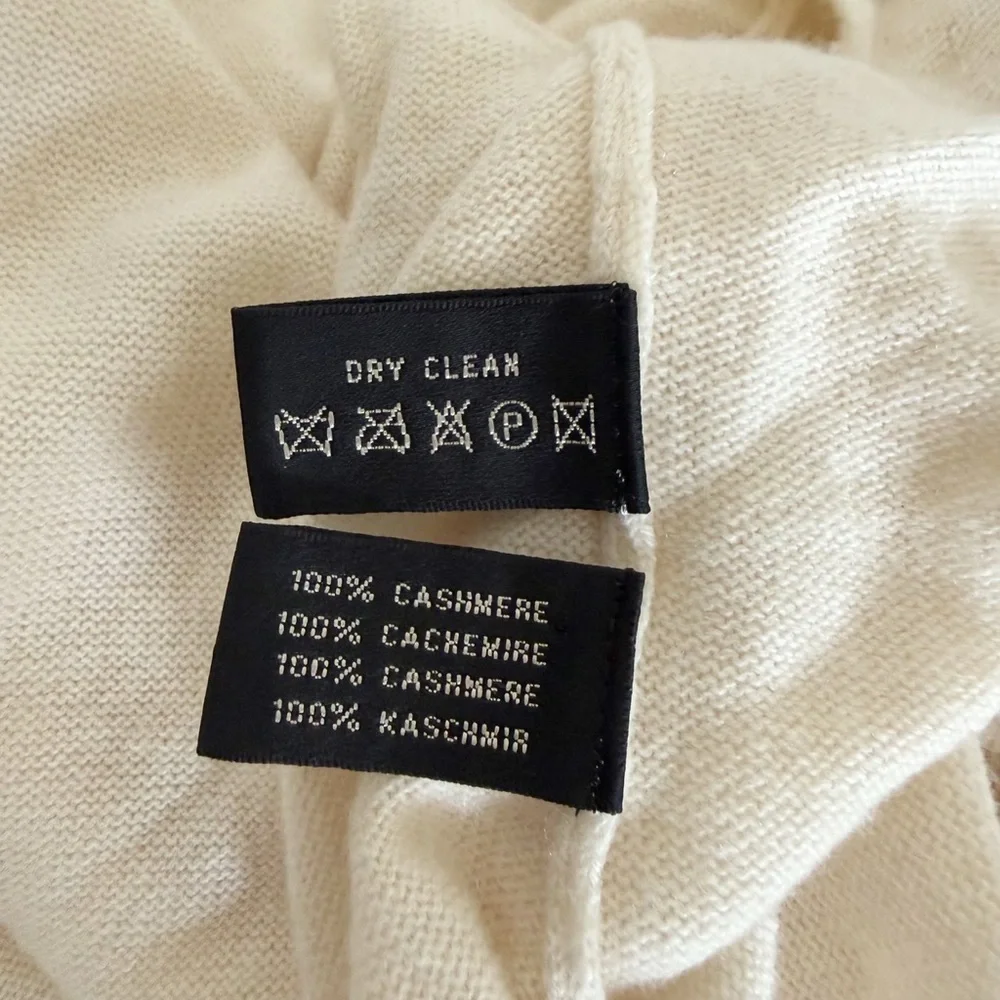 Cashmere Ralph Lauren Black Label Cream Ruffle Duster Cardigan Sweater Medium - Picture 9 of 9